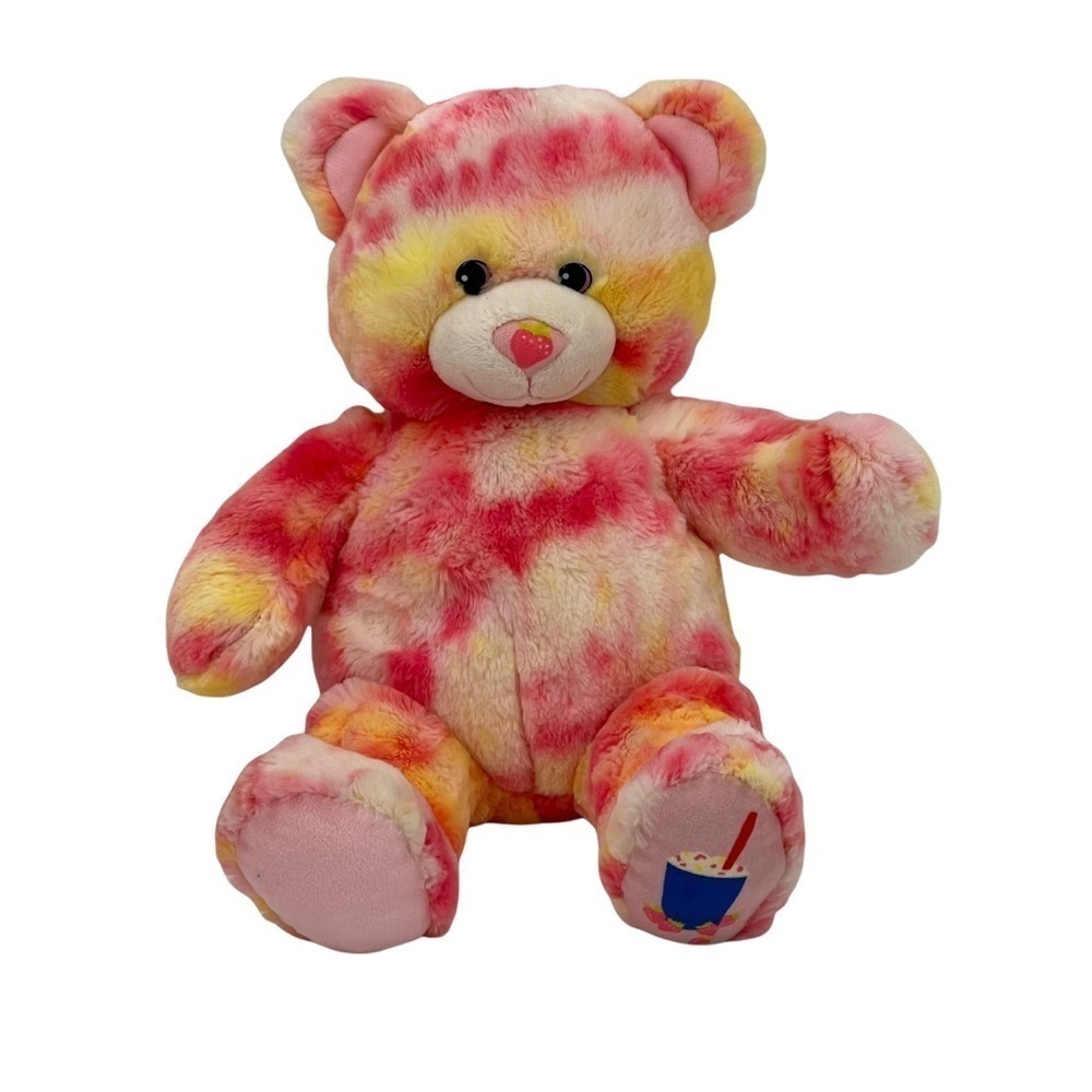 Build A Bear Pink Yellow Tie Dye Strawberry Cheesecake Blizzard Plush Teddy Bear